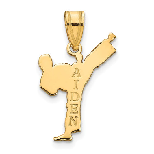 10k Yellow Gold Personalized Boy Karate Pendant