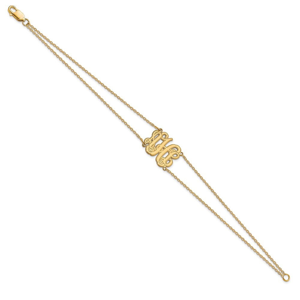 10k Yellow Gold Double Chain Etched Monogram Bracelet