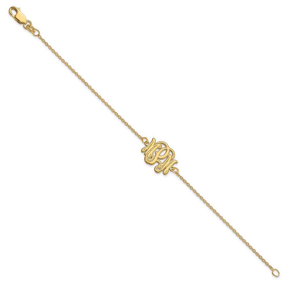 10k Yellow Gold Etched Monogram Bracelet