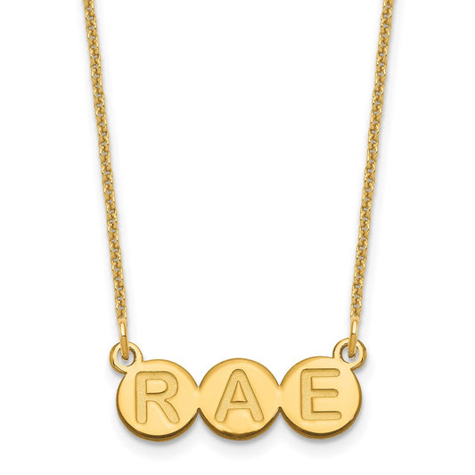 10k Yellow Gold 3 Letter Bubble Necklace