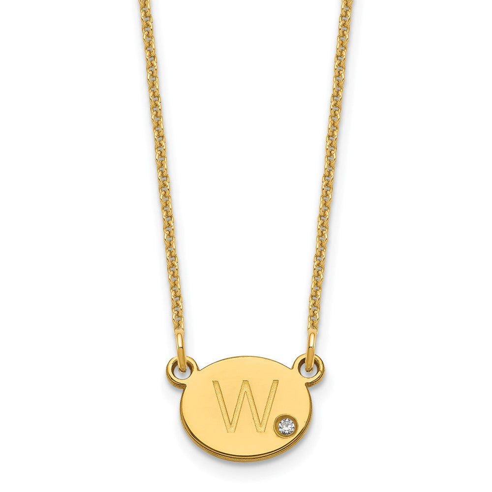 10k Yellow Gold Oval Initial with Diamond Necklace