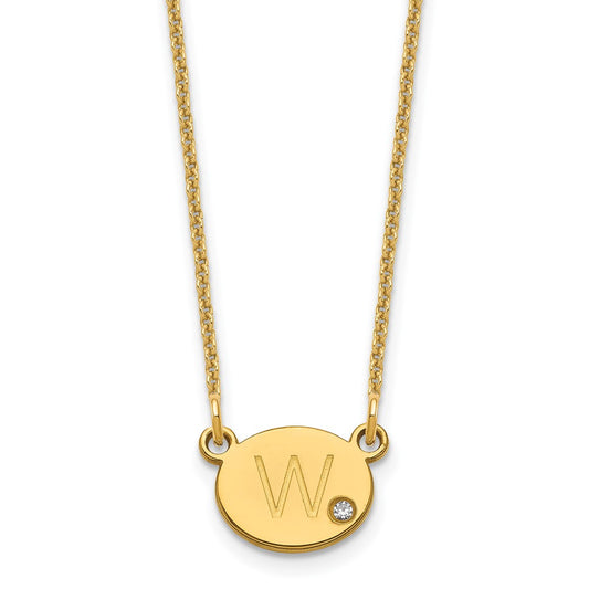 10k Yellow Gold Oval Initial with Diamond Necklace
