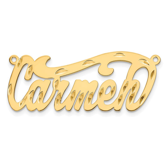 10k Yellow Gold Polished Diamond-cut Name Plate