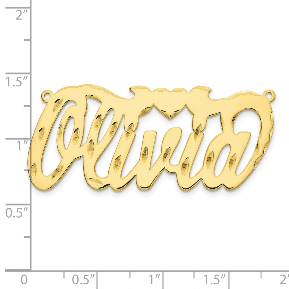 10k Yellow Gold  Diamond-cut Heart Name Plate