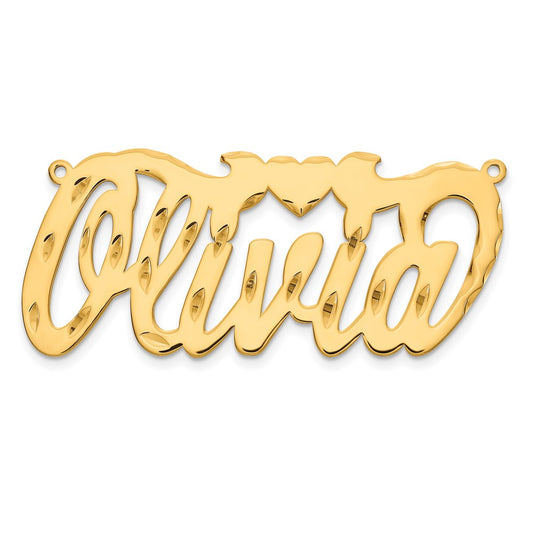 10k Yellow Gold  Diamond-cut Heart Name Plate