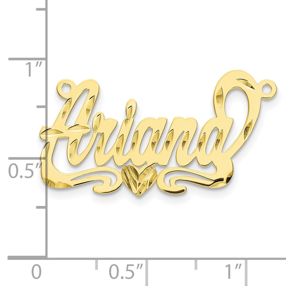 10k Yellow Gold Diamond-cut Heart Name Plate