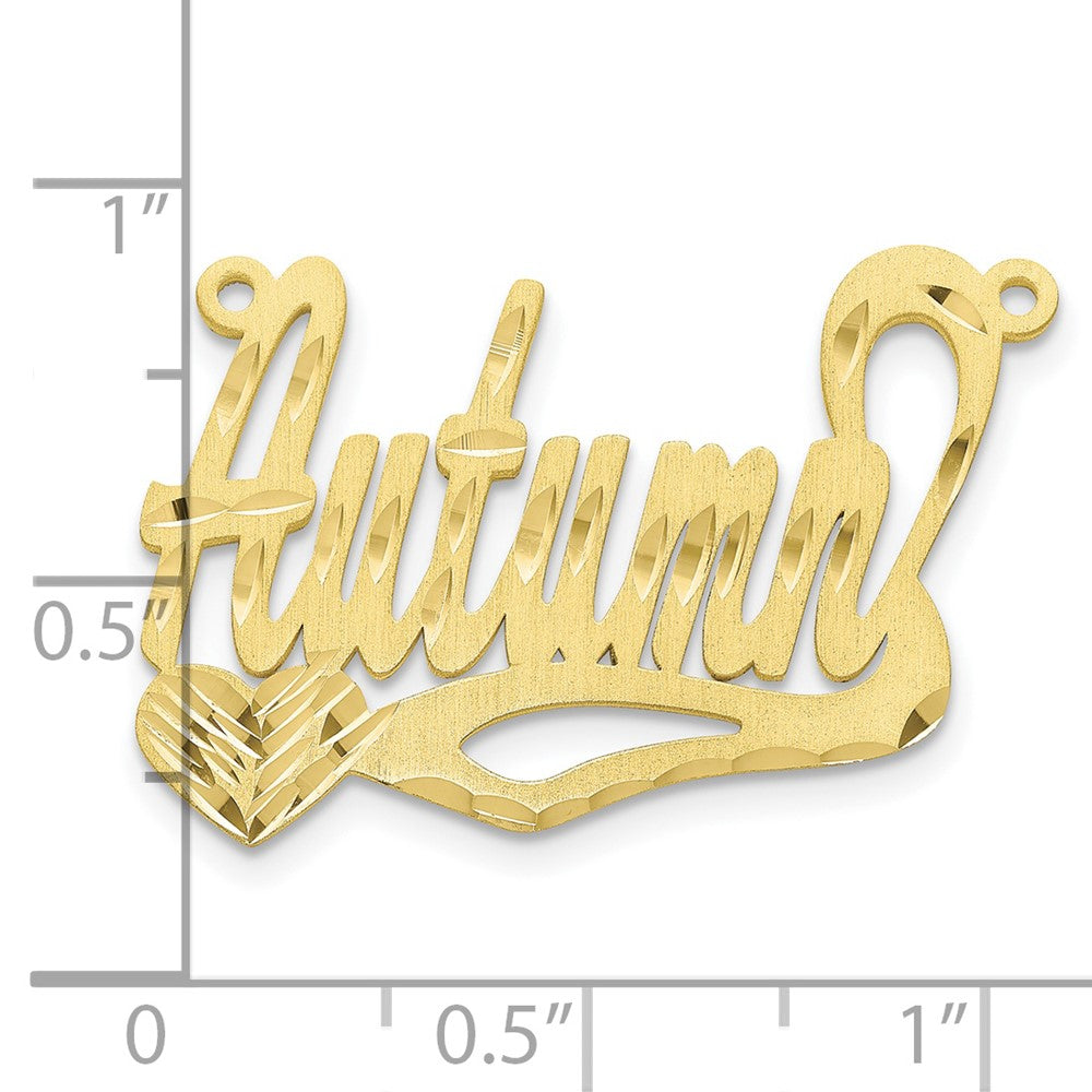 10k Yellow Gold Satin Diamond-cut Heart Name Plate