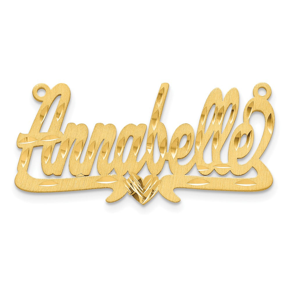 10k Yellow Gold Satin Diamond-cut Heart Name Plate