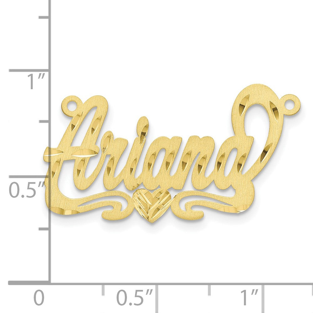 10k Yellow Gold Satin Diamond-cut Heart Name Plate