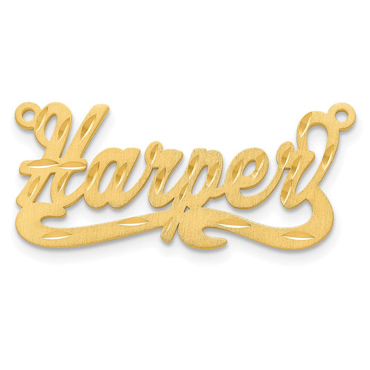 10k Yellow Gold Satin Diamond-cut Name Plate