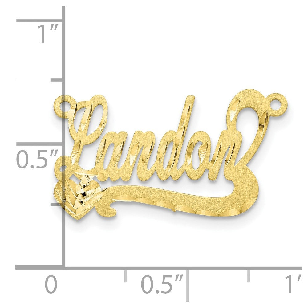 10k Yellow Gold Satin Diamond-cut Heart Name Plate