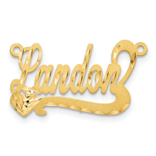 10k Yellow Gold Satin Diamond-cut Heart Name Plate