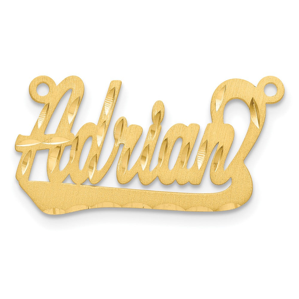 10k Yellow Gold Satin Diamond-cut Underlined Name Plate