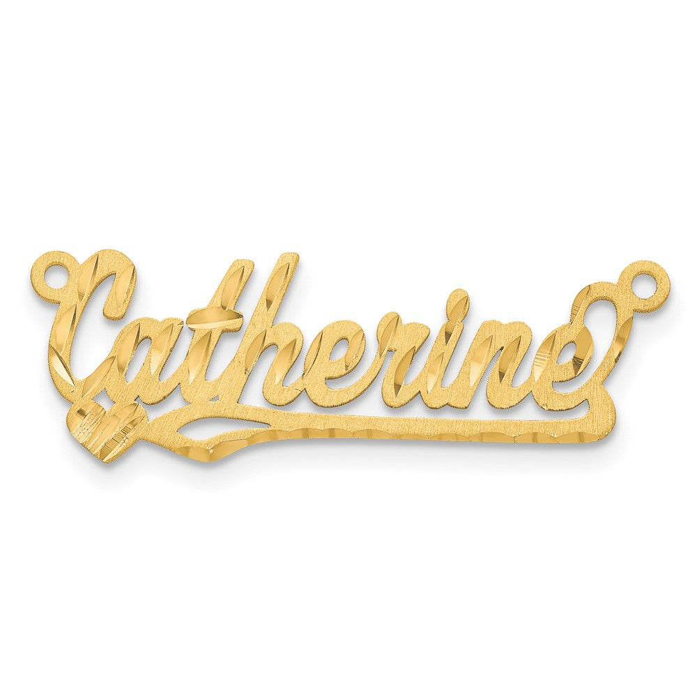 10k Yellow Gold Satin Diamond-cut Heart Name Plate