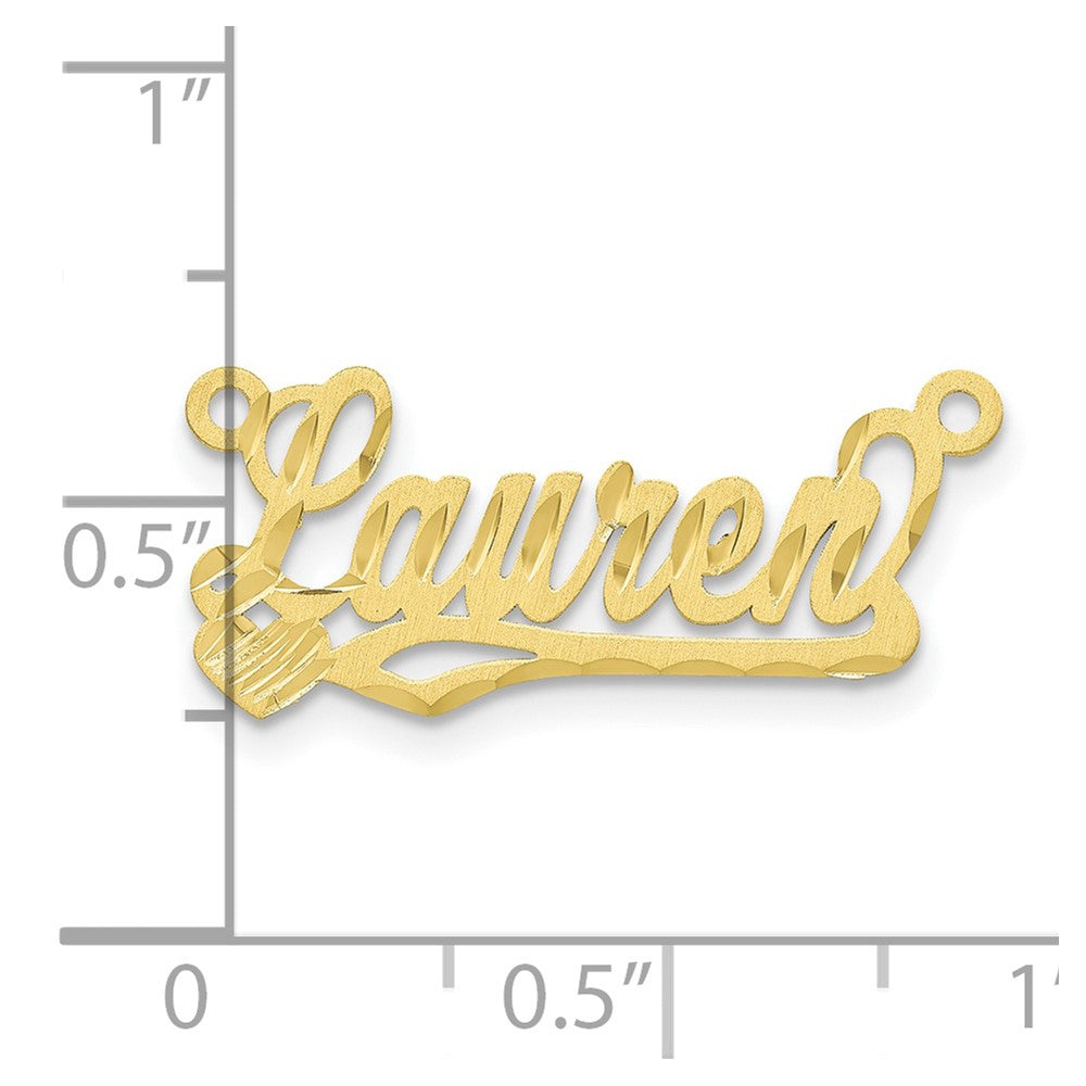 10k Yellow Gold Satin Diamond-cut Heart Name Plate