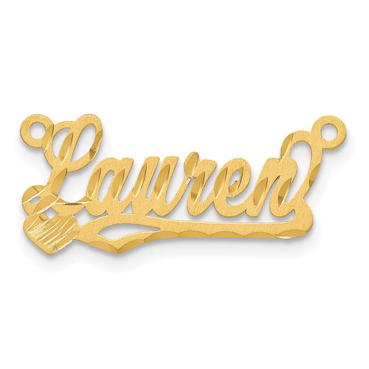 10k Yellow Gold Satin Diamond-cut Heart Name Plate
