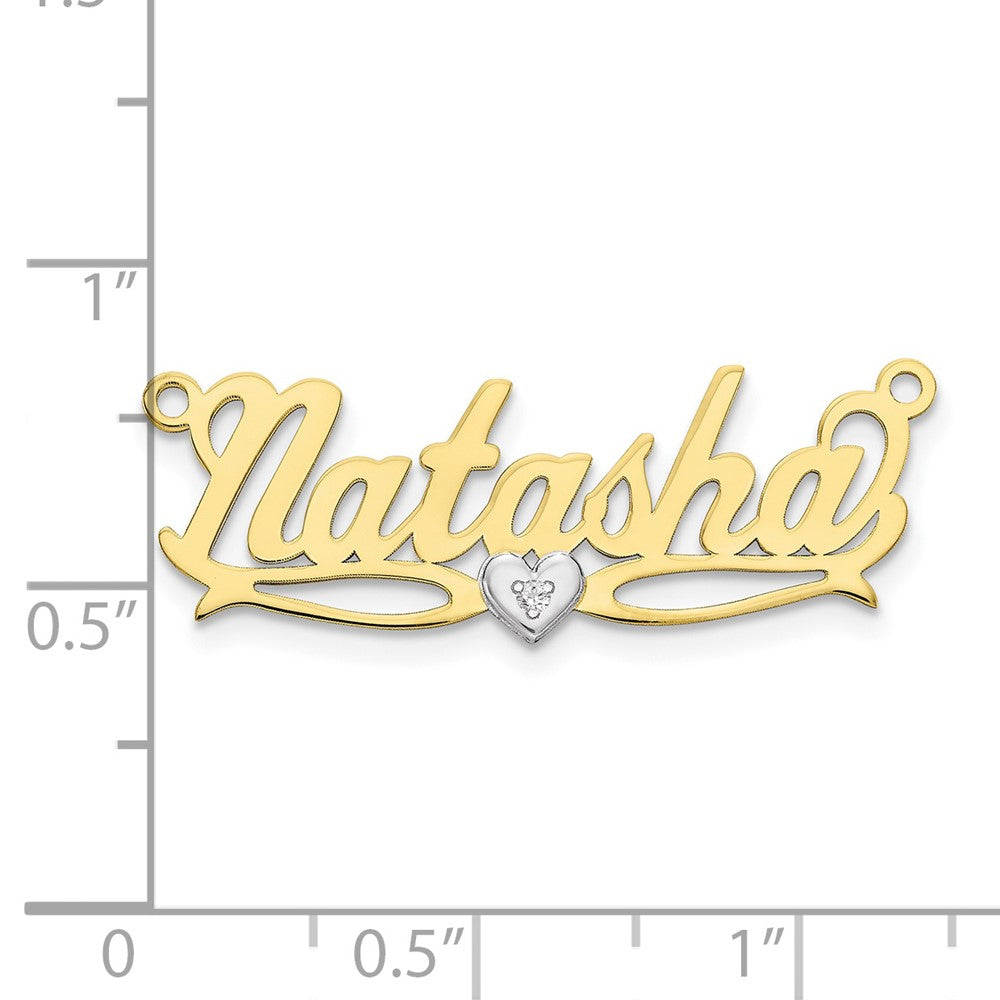 10k  Two-tone 3D with Heart Diamond Name Plate
