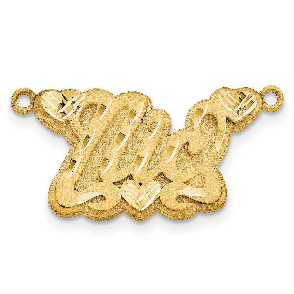 10k Yellow Gold 3D Satin Diamond-cut Hearts Name Plate