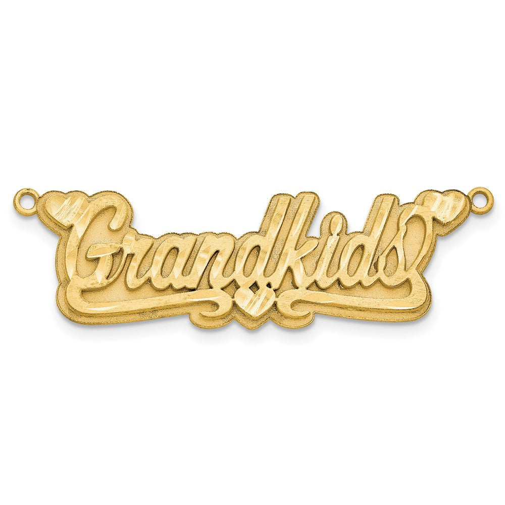 10k Yellow Gold 3D Satin Diamond-cut Hearts Name Plate
