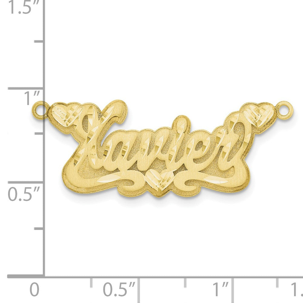 10k Yellow Gold 3D Satin Diamond-cut Hearts Name Plate