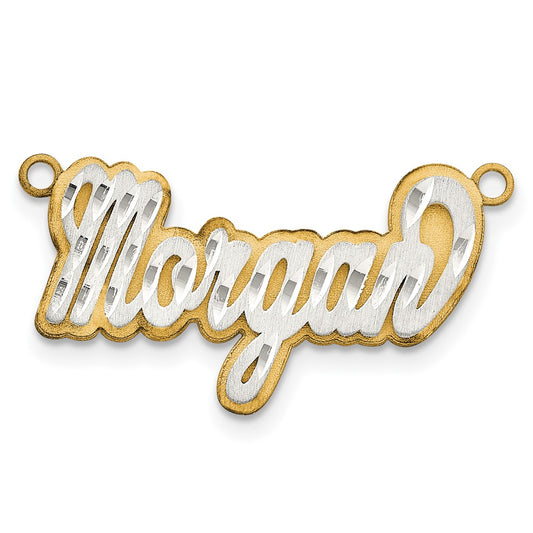 10k 3D Two-tone Satin Diamond-cut Name Plate