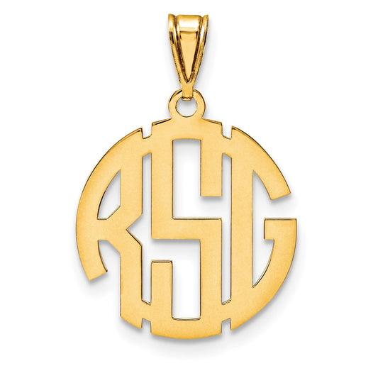 10k Yellow Gold Round Cut-out Monogram Pendant