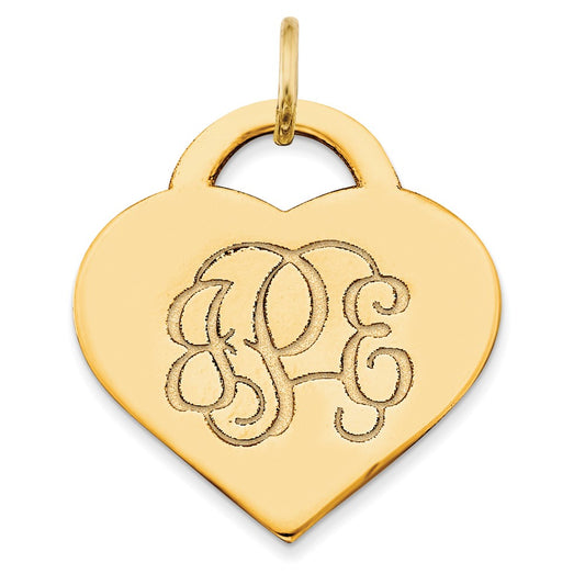 10k Yellow Gold Monogram Heart Charm