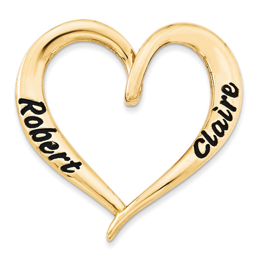 10k Yellow Gold Personalized Antiqued Heart Slide