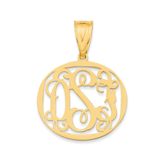 10k Yellow Gold Small Round Monogram Pendant
