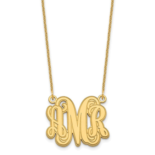 10k Yellow Gold Etched Monogram Necklace