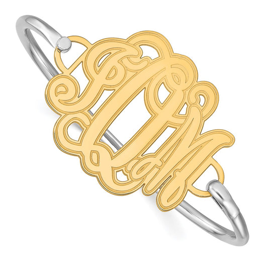 10k Yellow Gold Etched Monogram with Sterling Silver Bangle