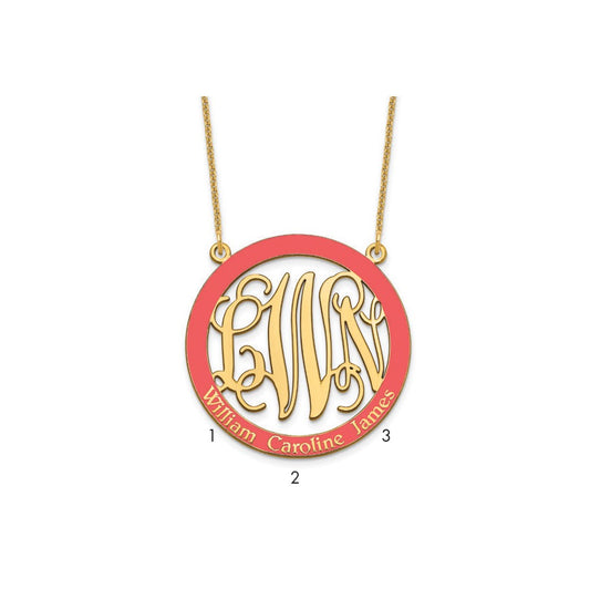10k Yellow Gold Large  Family Monogram w/Epoxy Necklace