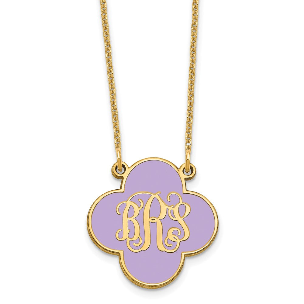 10k Yellow Gold Clover Monogram w/Epoxy Necklace
