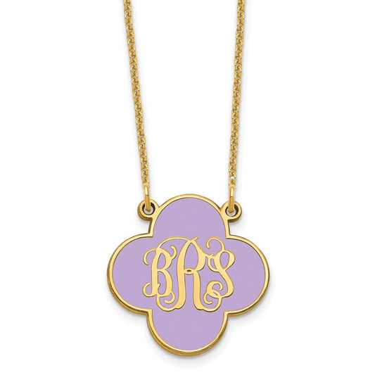 10k Yellow Gold Clover Monogram w/Epoxy Necklace