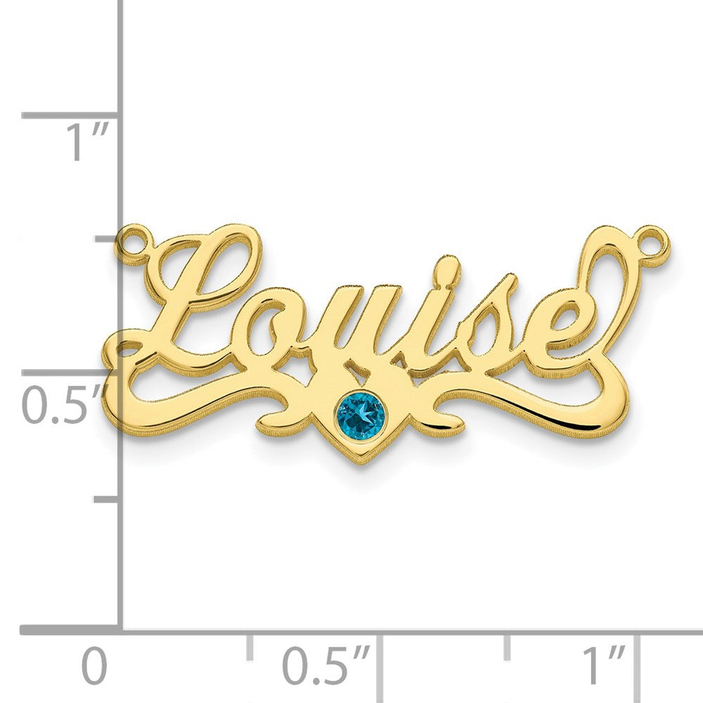 10k Yellow Gold with 14k Bezel Birthstone Heart Name Plate