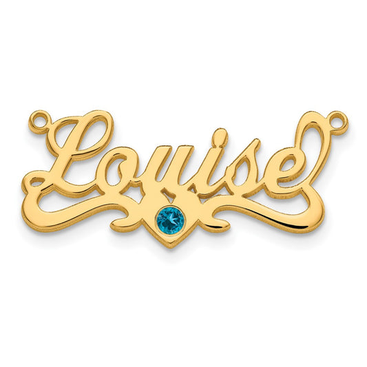 10k Yellow Gold with 14k Bezel Birthstone Heart Name Plate