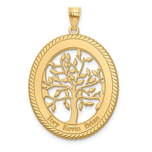 10KY Oval Family Tree Pendant