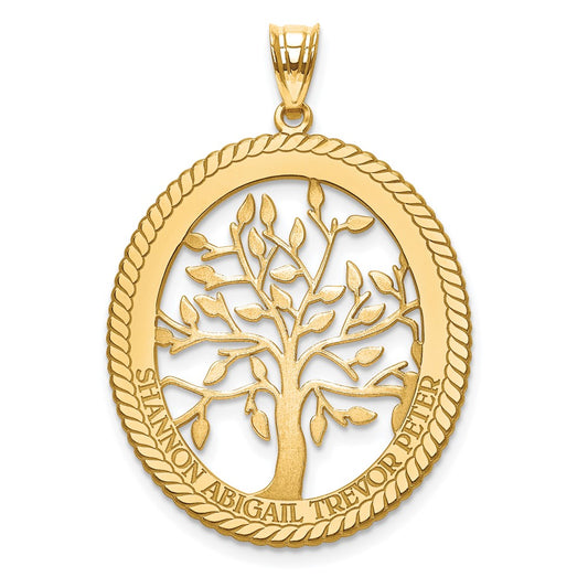 10KY Oval Family Tree Pendant