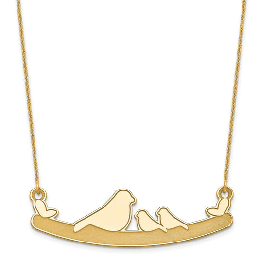 10k Yellow Gold Mom and 2 Birds Necklace