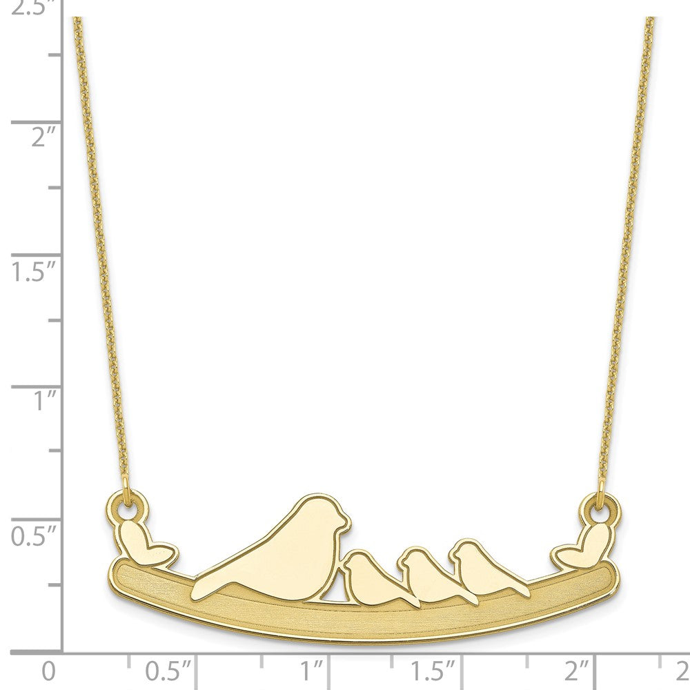 10k Yellow Gold Mom and 3 Birds Necklace