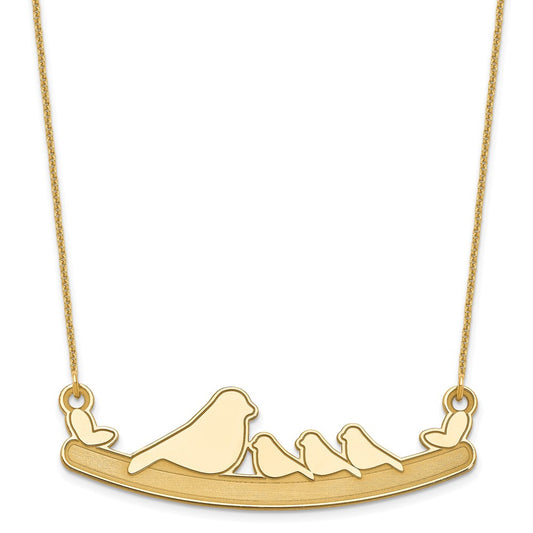 10k Yellow Gold Mom and 3 Birds Necklace