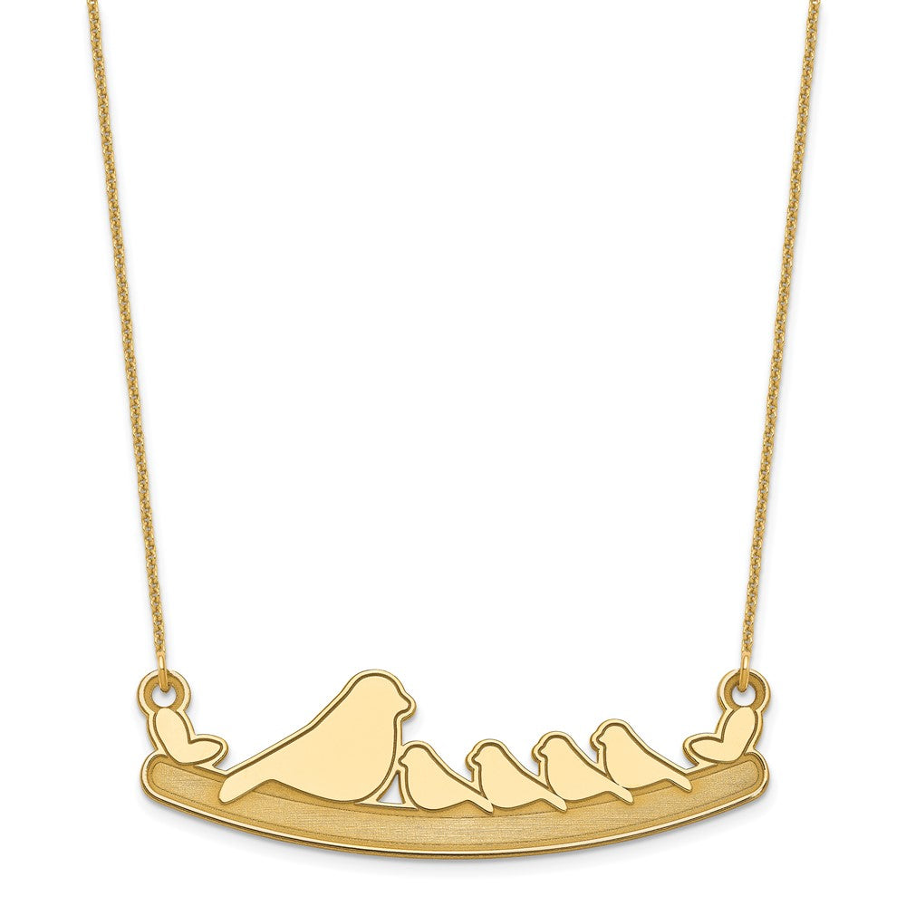 10k Yellow Gold Mom and 4 Birds Necklace