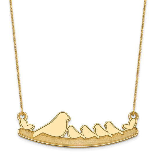10k Yellow Gold Mom and 4 Birds Necklace