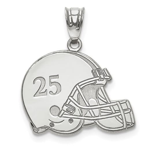10k White Gold Personalized Football Helmet Pendant