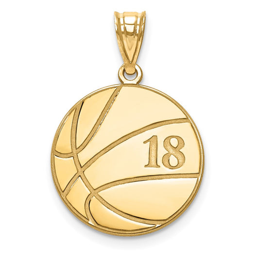 10k Yellow Gold Personalized Basketball Pendant