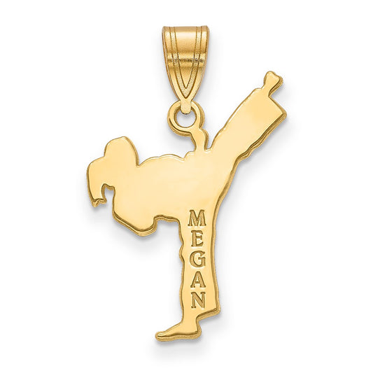 10k Yellow Gold  Personalized Girl Karate Pendant