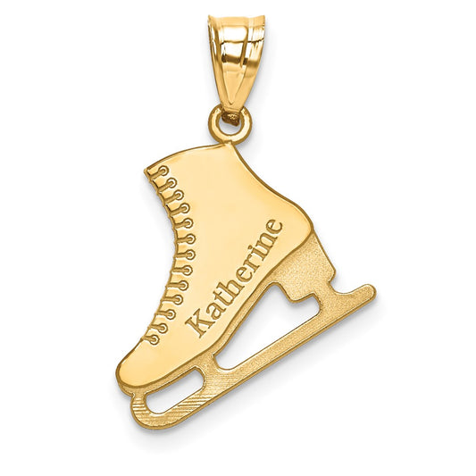 10k Yellow Gold Personalized Ice Skate Pendant