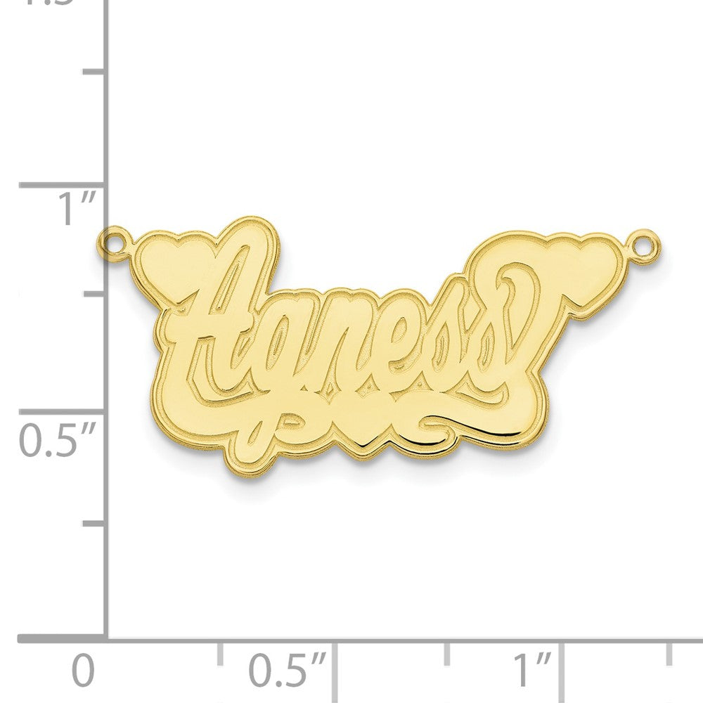 10k Yellow Gold Etched Hearts Name Plate