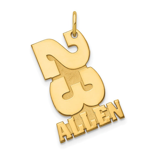 10k Yellow Gold Stacked Number and Name charm