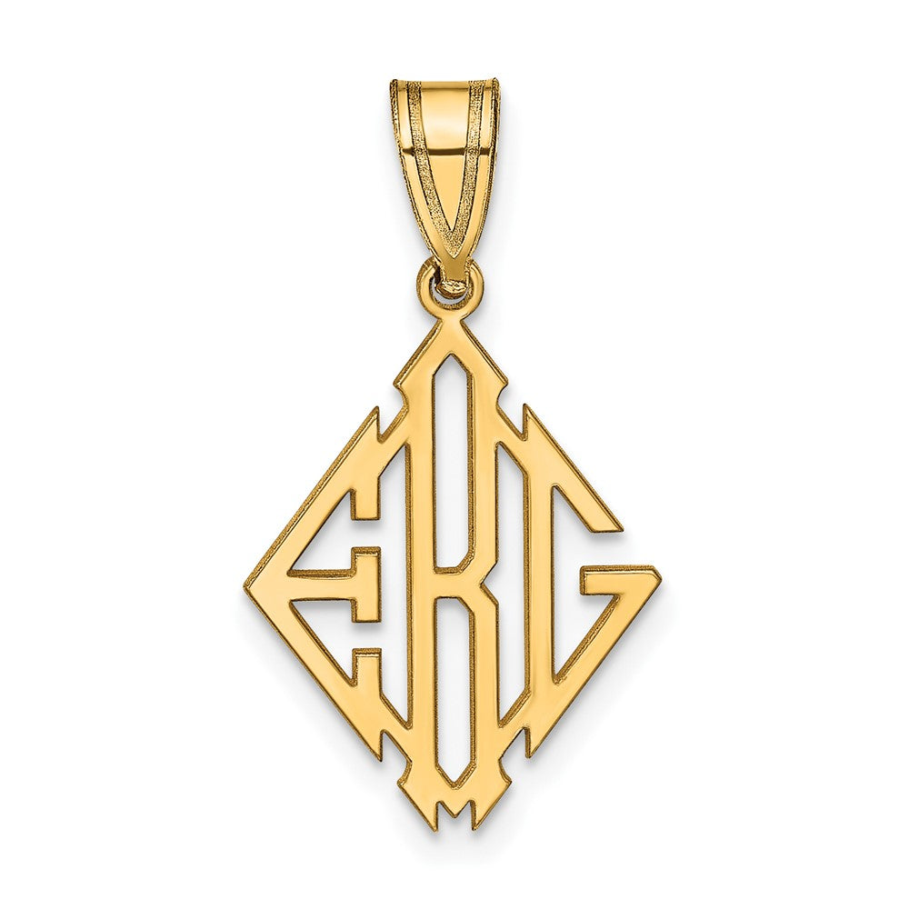 10k Yellow Gold Diamond Shape Monogram Pendant